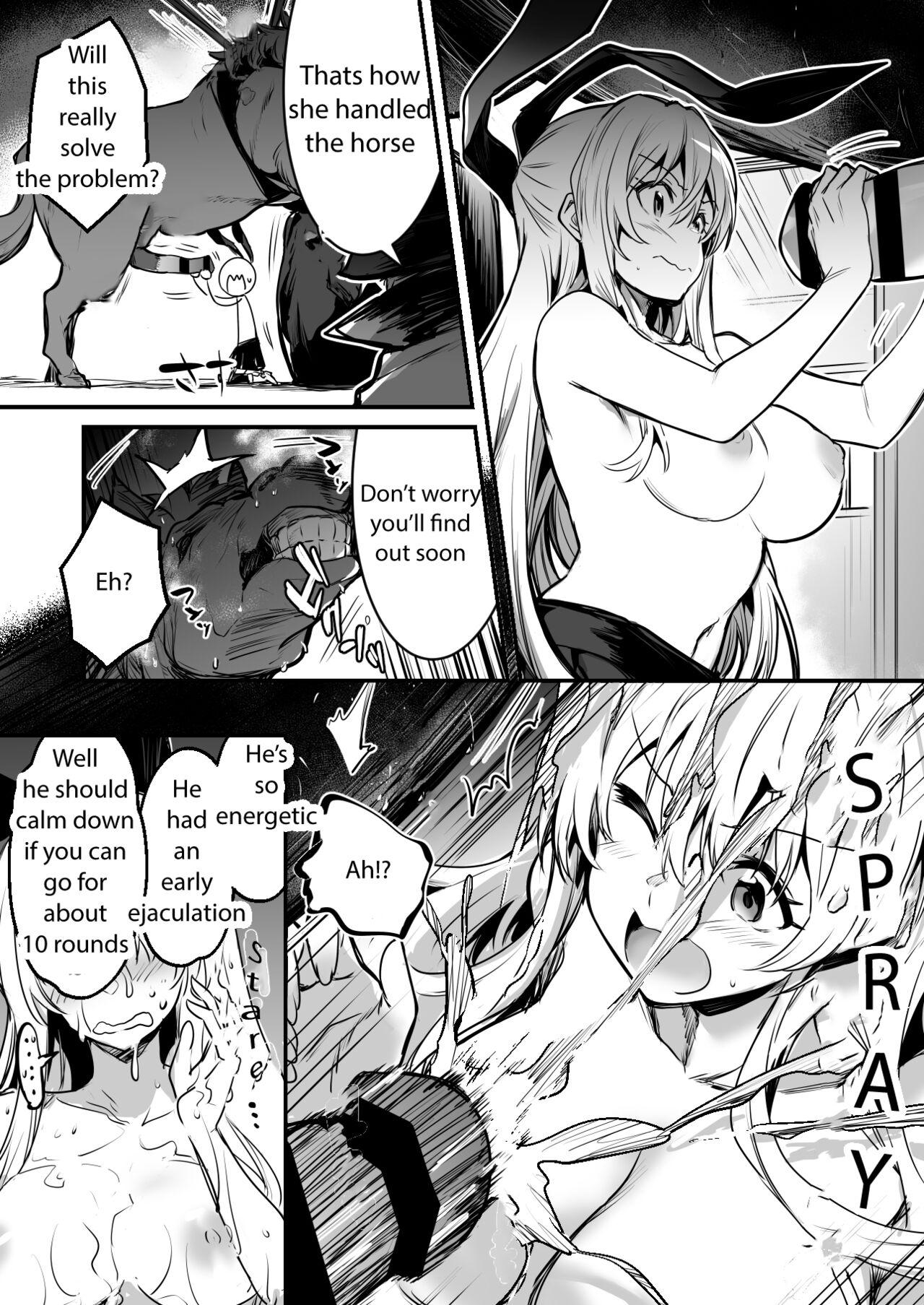 Adventure-chan helps the lustful horse cum so he'll carry her away 3