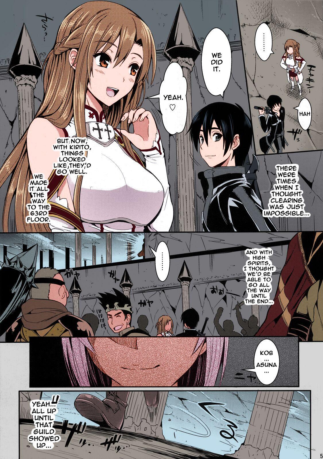 Infiel (C83) [YURIRU-RARIKA (Kojima Saya, Lazu)] Shujou Seikou II α Watashi... Okasarete Anal ni Mezamemashita | Captive Sex II - After Being R-ped, I was Awakened to Anal (Sword Art Online) [English] {doujin-moe.us} [decensored] [Nakitah] [Colorized - Page 4