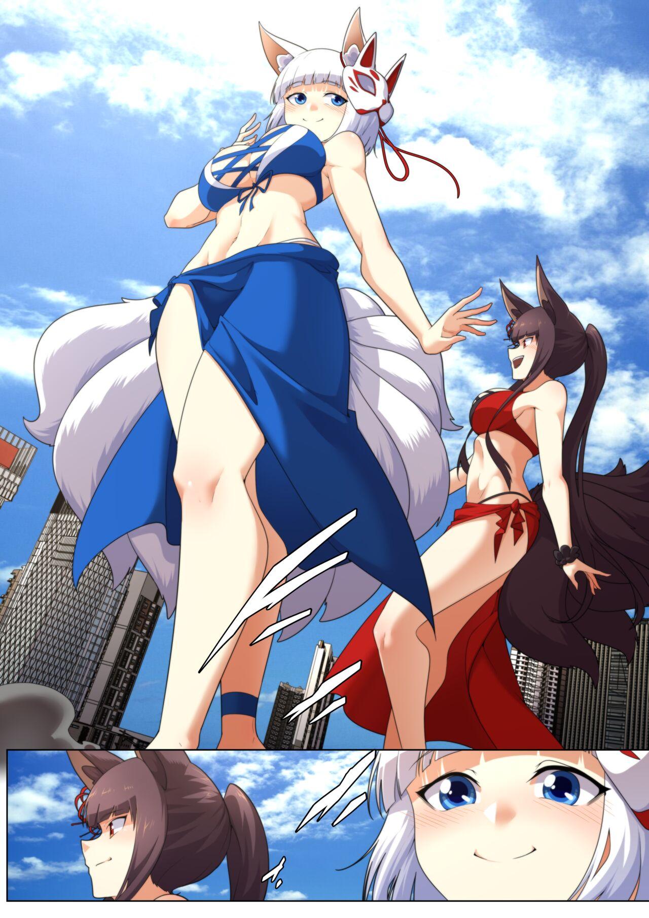 Sapphic Erotica Attack of the Sakura Empire Foxes - Azur lane Retro - Page 2
