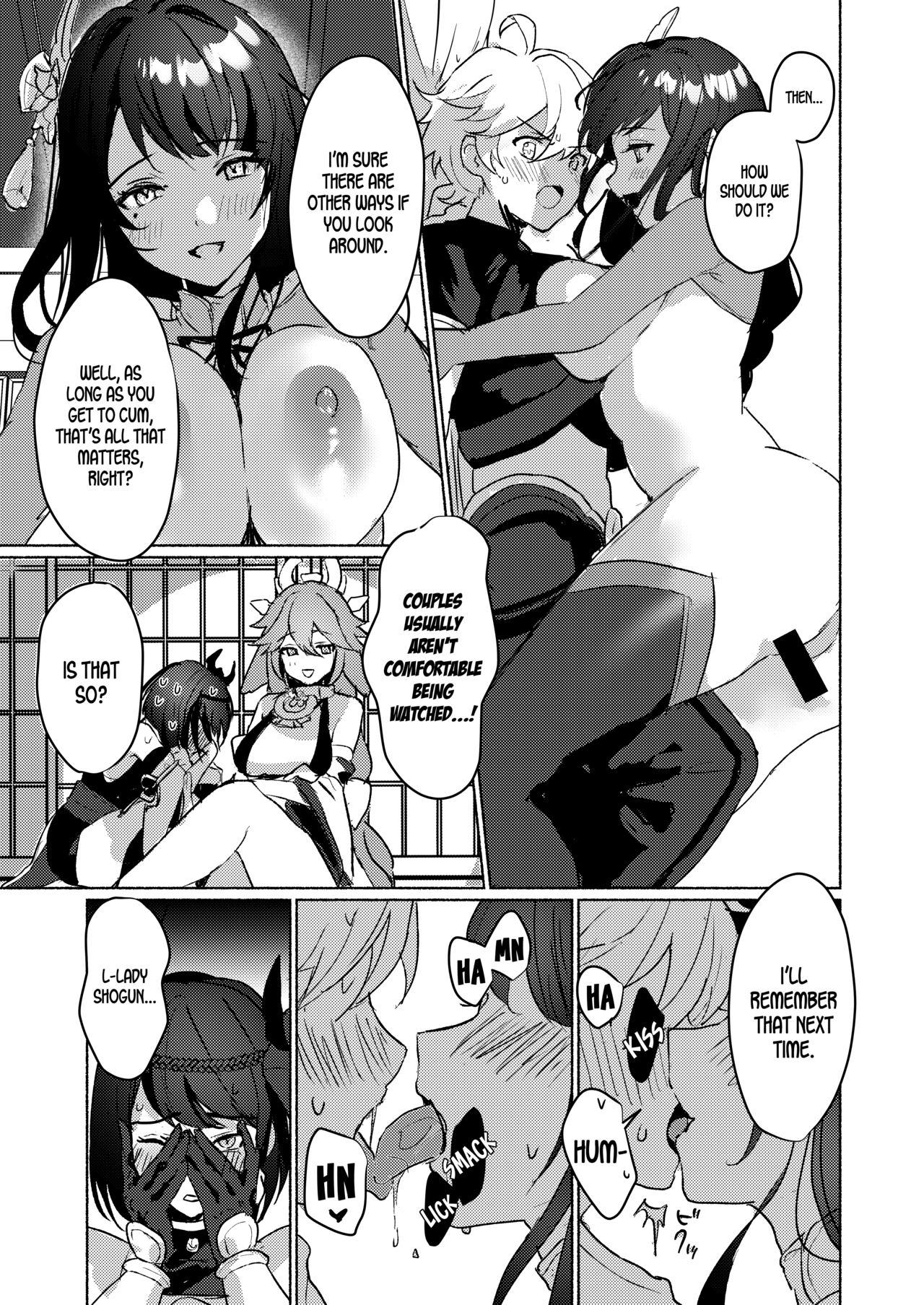 Big Black Cock Inazuma Gosanke to Sex Shinai to Derarenai Hikyou - Inazuma Triumvirates and the F**k or Die Domain - Genshin impact Beurette - Page 5